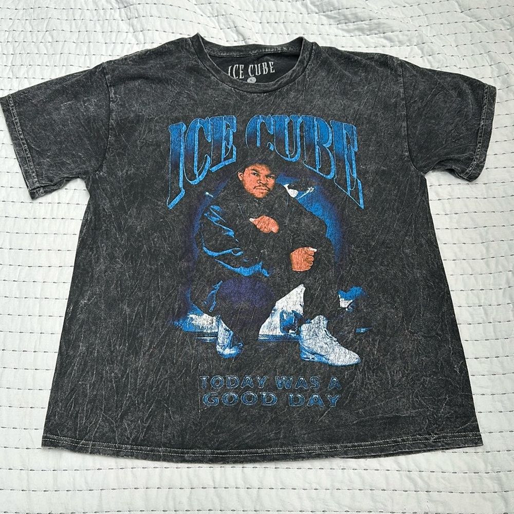 Ice Cube Black Mineral Wash T-Shirt Today Was A Good Day Rap Graphic Large